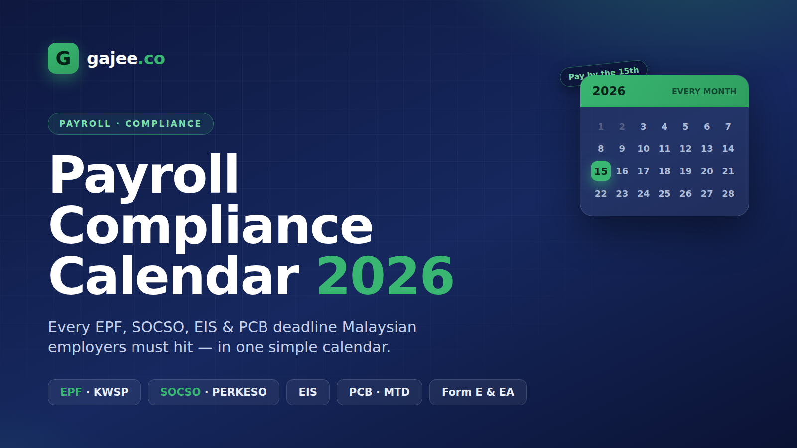 The Malaysian Payroll Compliance Calendar 2026: Every Deadline You Can't Miss